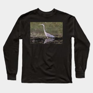 Great Blue Heron in a pond Long Sleeve T-Shirt